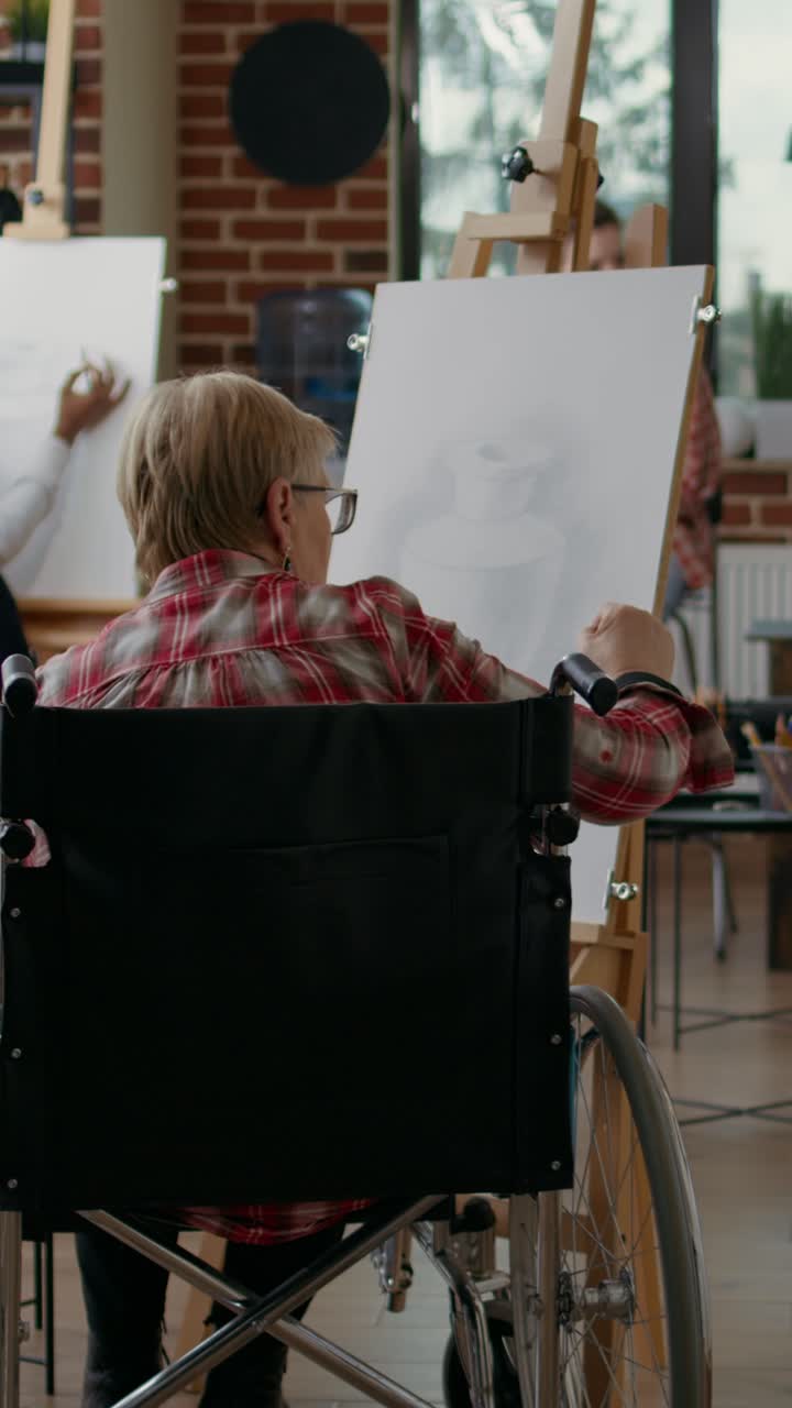 Art Class with Disabled Student and Instructor