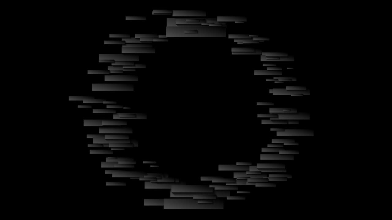 Abstract black circle made of paper rectangles motion background