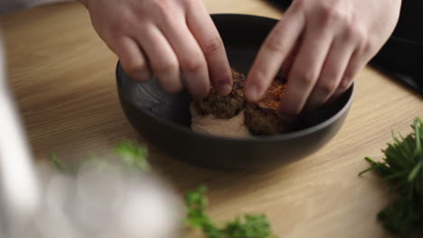 preparing food in a bowl