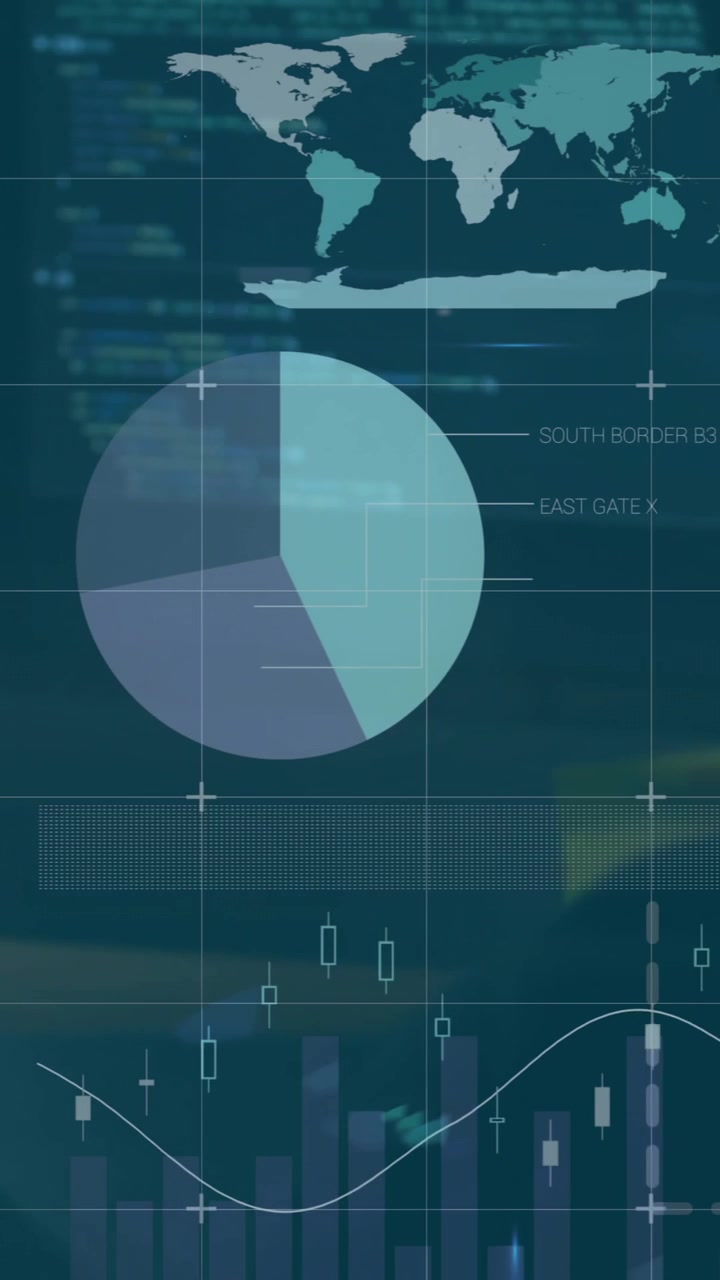 Animazione di elaborazione di dati finanziari su un uomo in ufficio