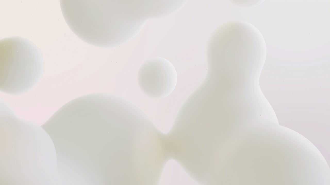 Floating white abstract shapes, soft fluid motion animation in background