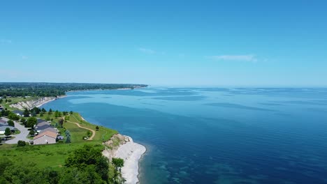 beautiful views of blue water and sandy beaches near new detached homes housing development