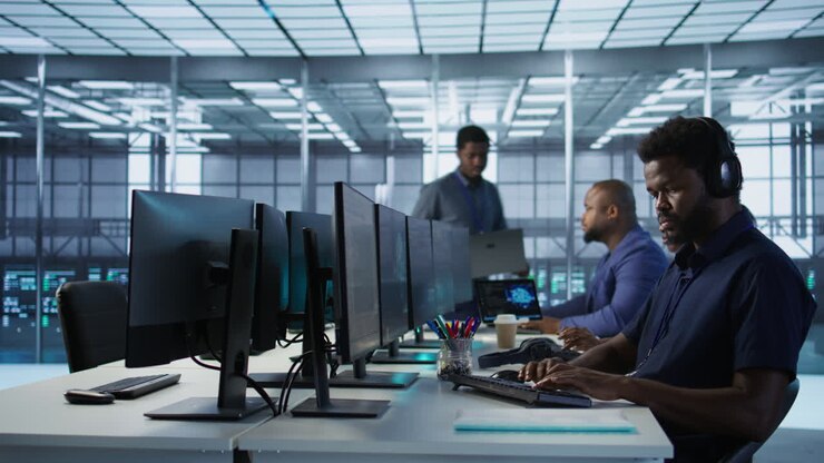 IT-personeel werkzaam in een datacenter