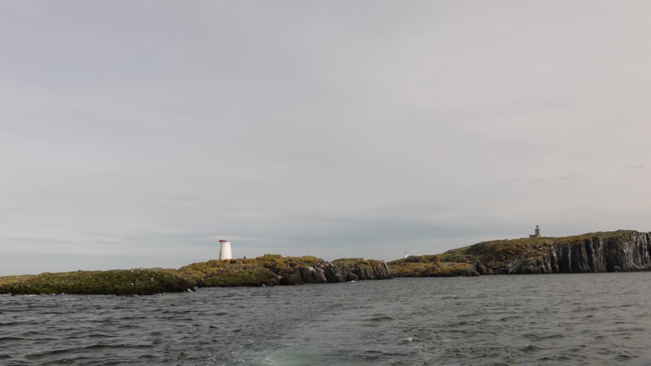 Sailing away from the Isle of May after visiting for a day trip