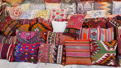 colorful handmade turkish pillows with ethnic patterns