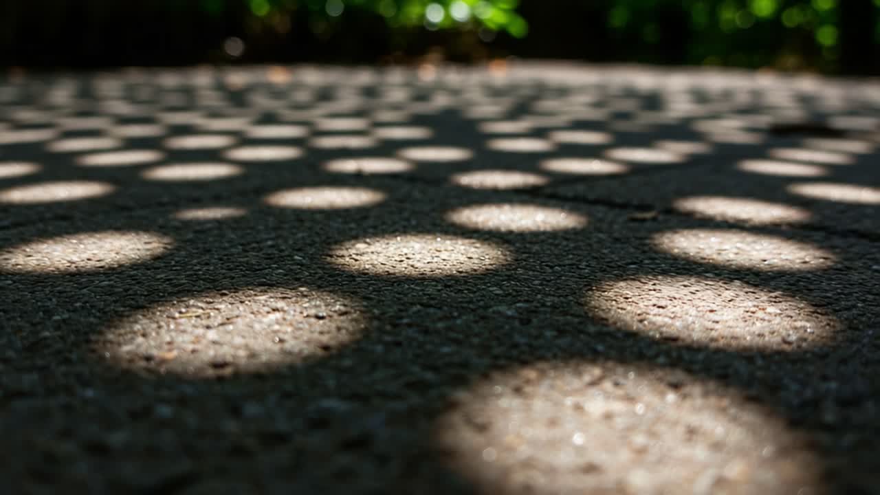 Beautiful Play of Light and Shadows: Captivating Dots of Sunlight Casting Patterns on the Ground, Creating a Unique Visual Experience in Nature's Palette