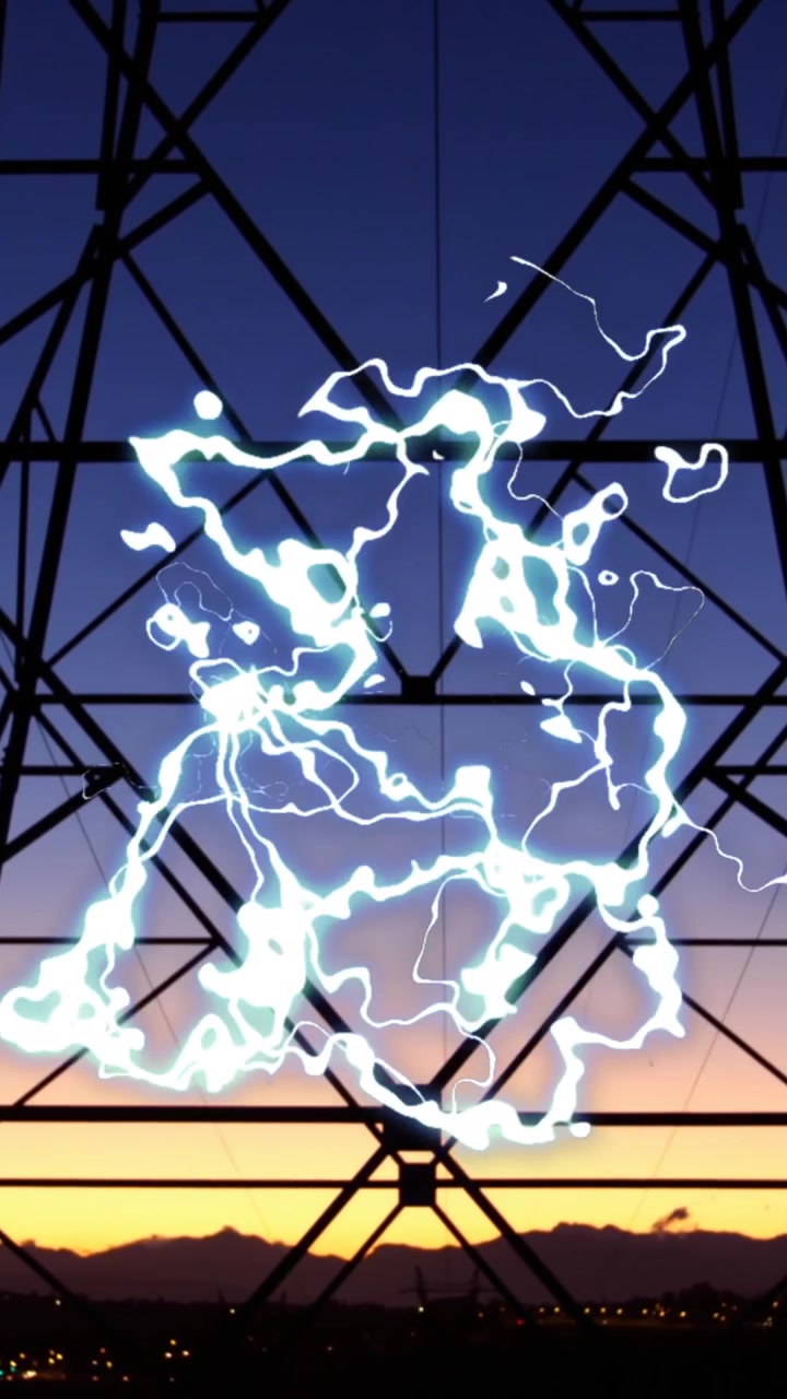 Animation of electric pylon and clouds of smoke