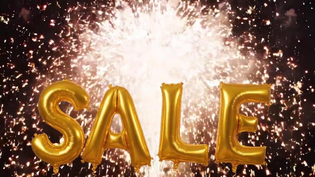 Palloncini dorati "SALDI" accattivanti con effetti scintillanti creano un'atmosfera festosa, perfetti per pubblicizzare promozioni e sconti in vari contesti.
