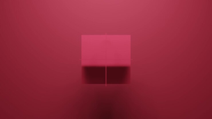 Square geometric shape rotates in random direction 3d rendering on pink background. Abstract seamless loop simple animation