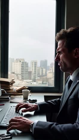 stressed businessman at his desk