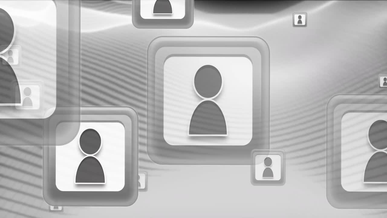 анимация медиа-икон и фигур на черном фоне