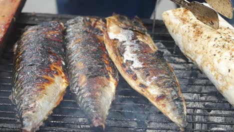 grilled mackerel on a charcoal grill