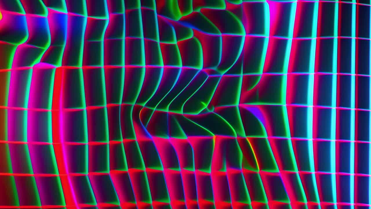Colorful grid pattern with wavy distortion animation