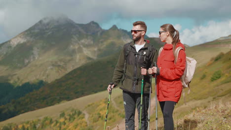 couple hiking in mountains