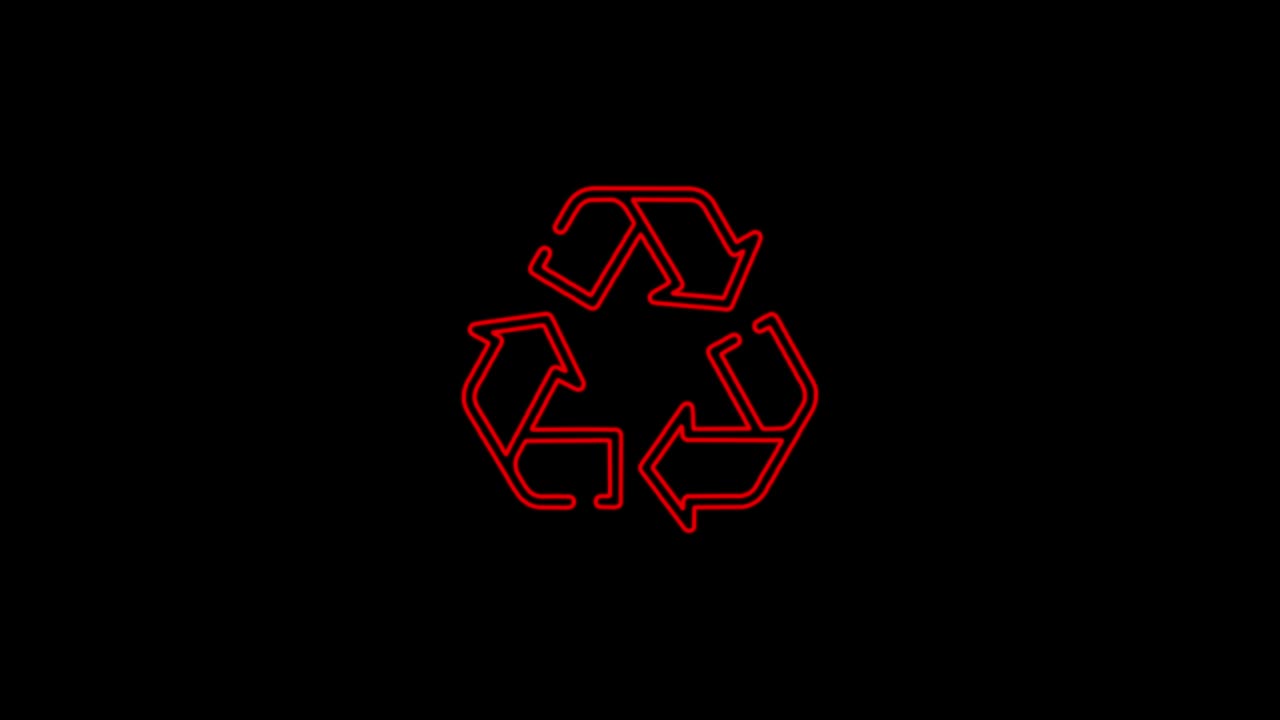 icono de flecha circular icono de símbolo de reciclaje abstracto animación sin costuras de líneas de neón 4k. hermosa animación de líneas de neón 4k video de primer plano.