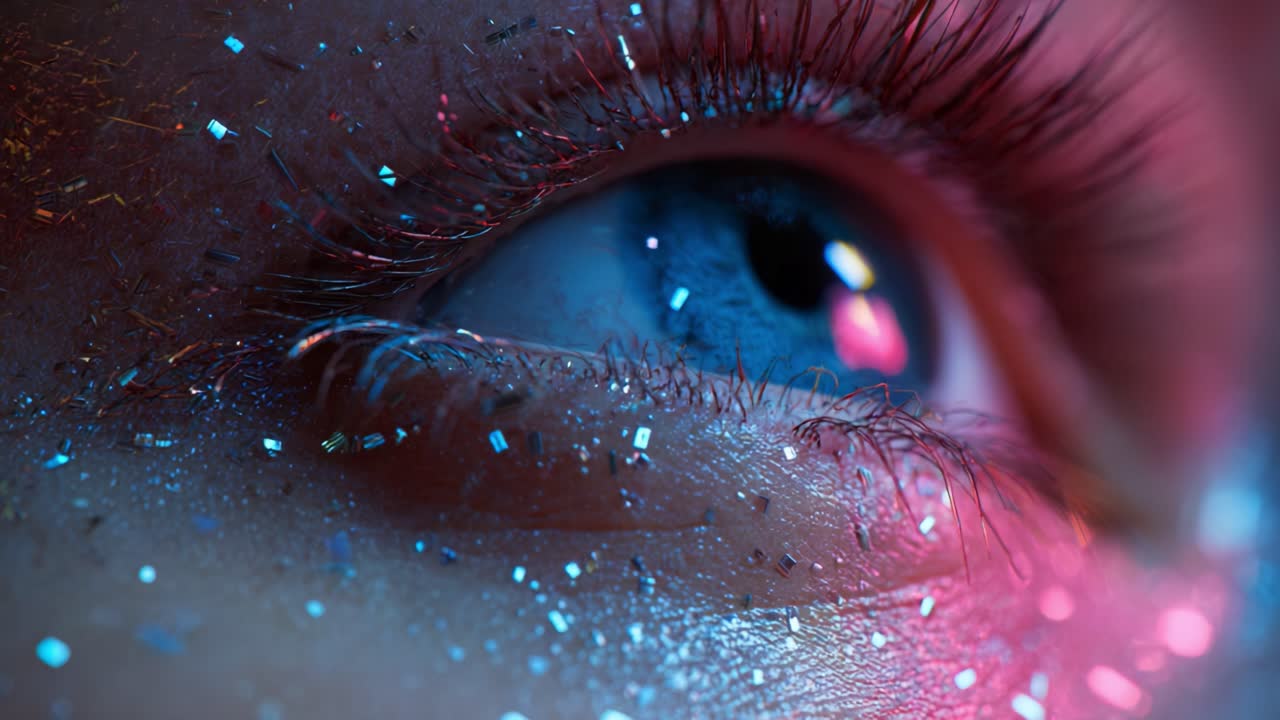 Close-up of a Blue Eye with Glitter