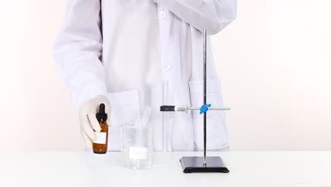 science experiment with lab equipment