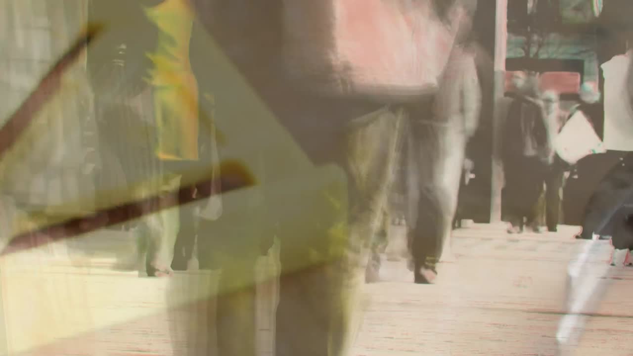 기하학적 모양 위를 는 사람들의 애니메이션