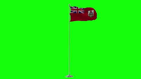 bermuda 3d illustration of the waving flag on a pole with chroma key