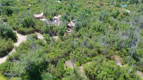 Aerial-Of-Tents-And-Homeless-Encampments-In-The-River-Bed-Area-Of-Ventura-Oxnard-California