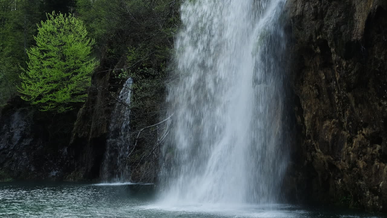 Close-Up of Waterfalls in Plitvice Lakes National Park, Croatia