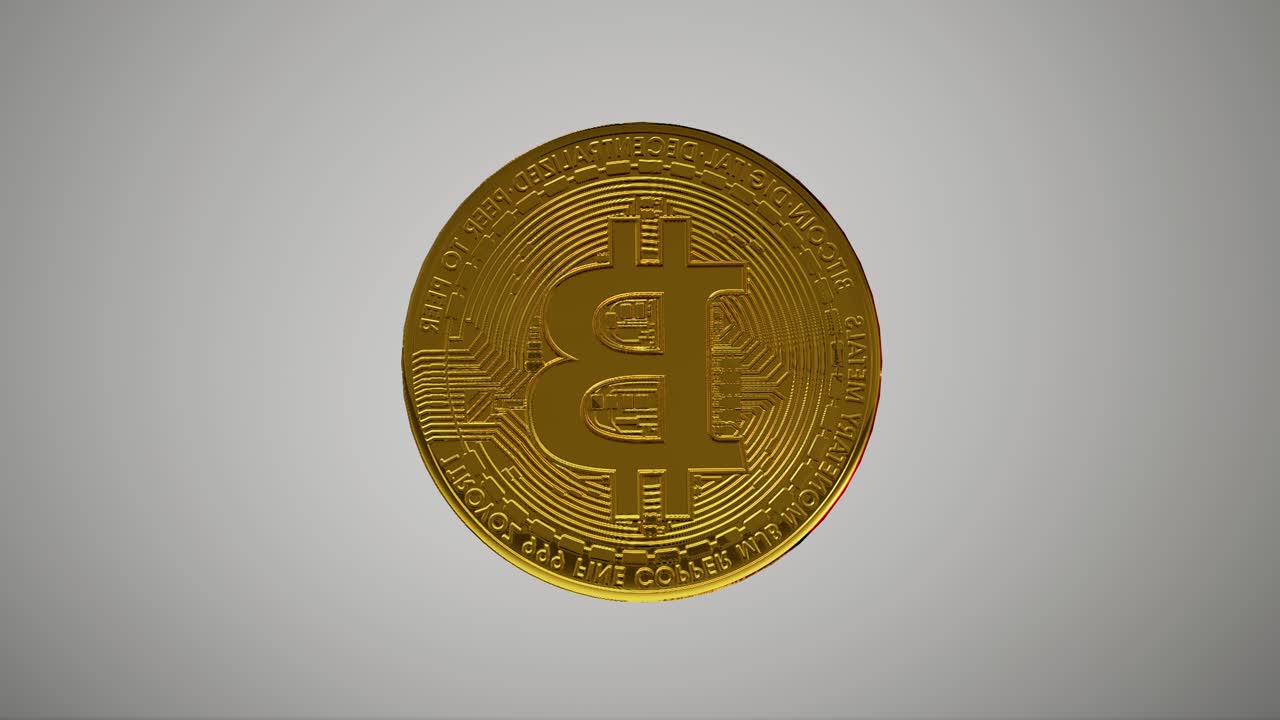 3D Animated Bitcoin Btc Coin On White Background, Ideal For Cryptocurrency, Blockchain, Finance, And Investment Videos