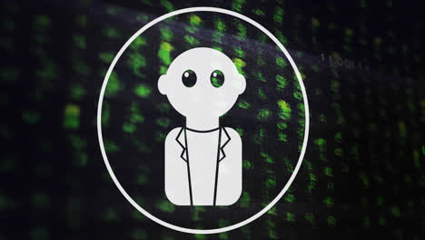 animación de un procesamiento de datos sobre una placa de circuitos informáticos