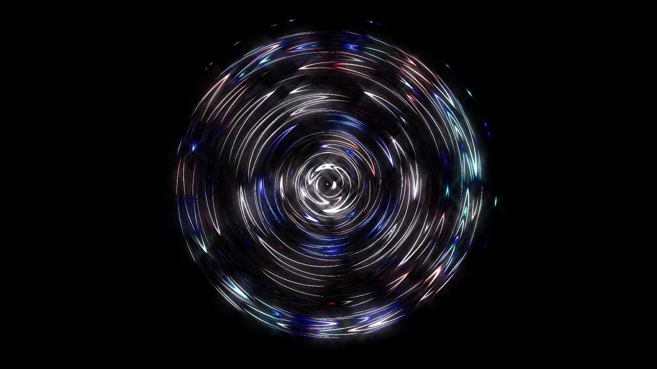 onda de puntos circulares coloridos de puntos brillantes de luz sobre un fondo negro