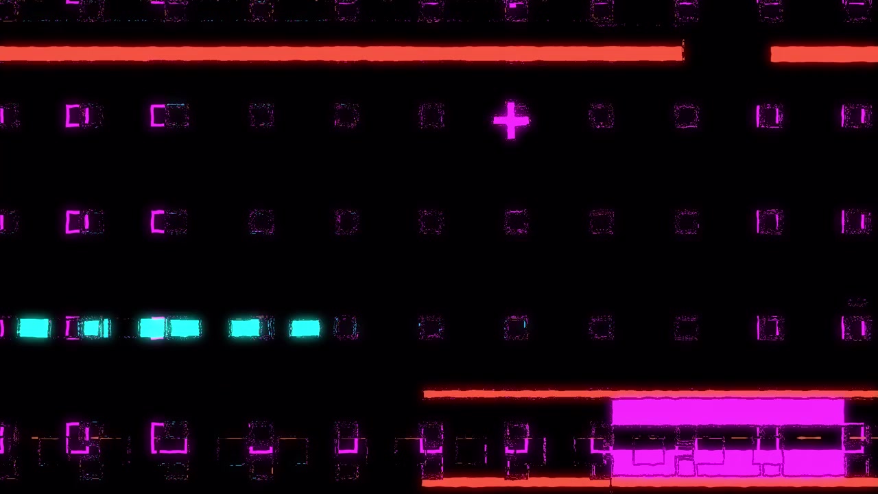 Animazione glitch digitale astratta con forme geometriche colorate
