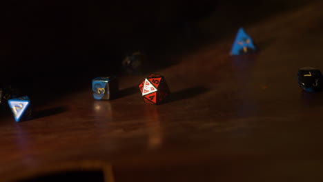 Slow-Motion-Dice-Roll-of-various-Dice-with-smoke