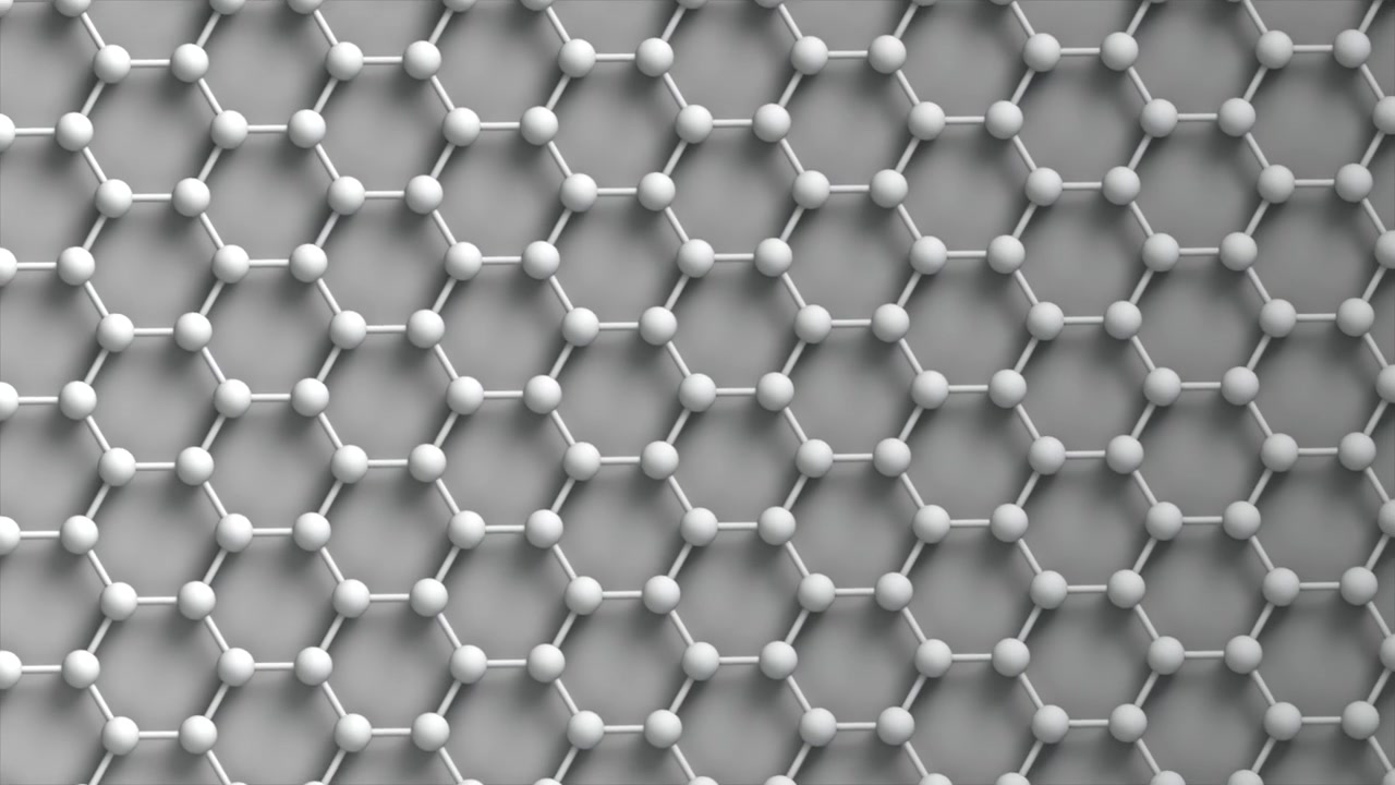 Graphene Structure tech nano loop Spin with an alpha channel Plain. This nano technology 3D animation represents engineering at the molecular level.