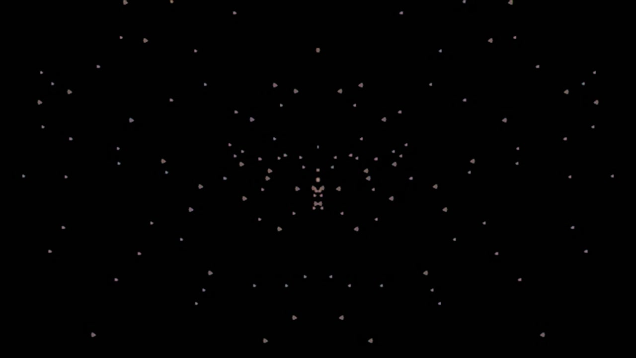 Abstract Symmetrical Pattern of Glowing Particles on Black Background