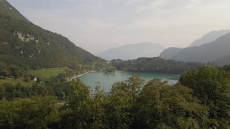 Aerial-view-of-Tenno-lake,-Trentino,-North-Italy