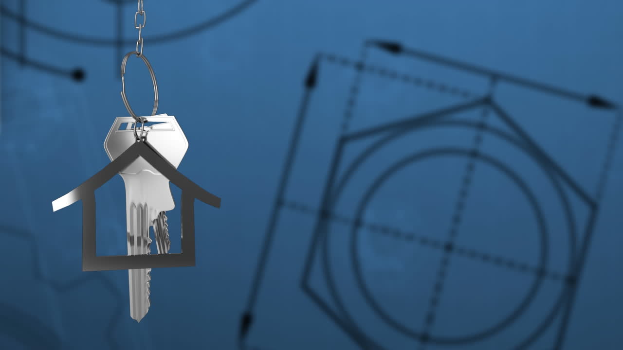 animación de las llaves de la casa sobre el plan de la casa