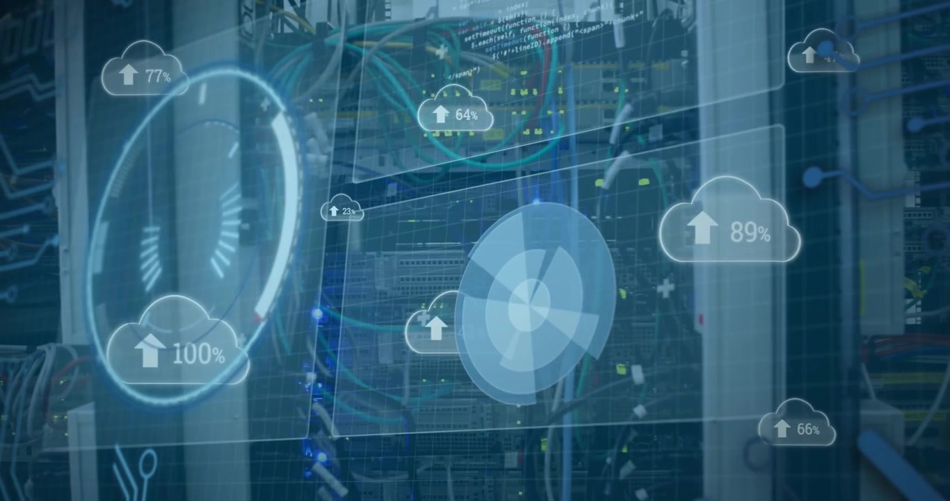 Animation of text with globe and network of connections