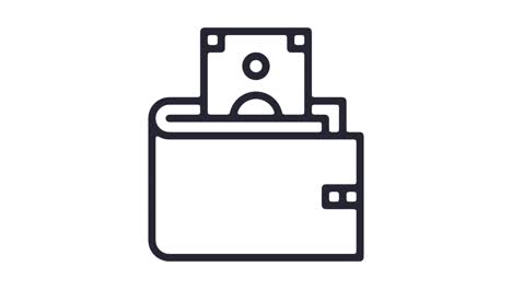 animación del icono de la línea de billetera de criptomoneda con alfa