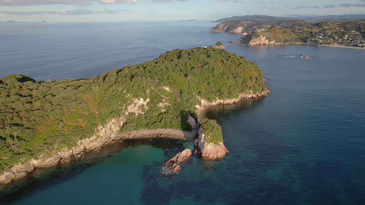 Aerial View of a Scenic Coastal Island