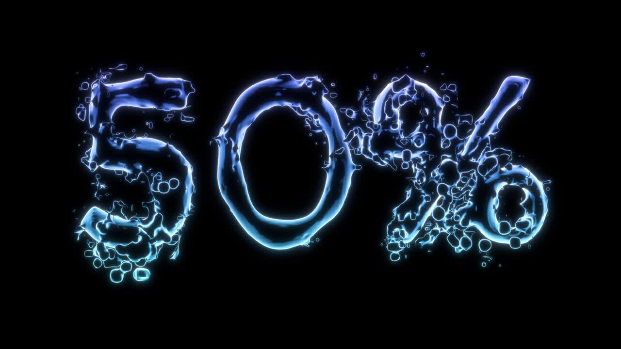 3d renderizado salpicaduras 50% de agua en bucle tipografía