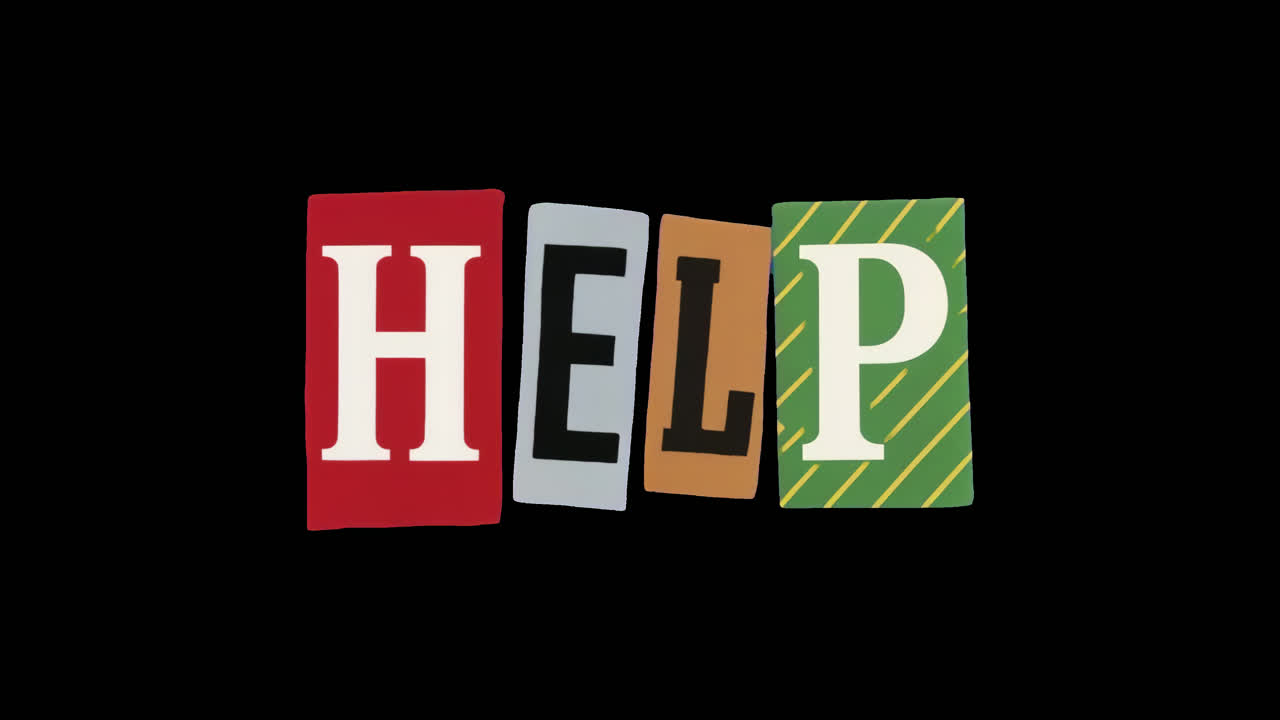 Colorful letters spell help animation isolated asset, transparent 4K video, alpha channel, ProRes