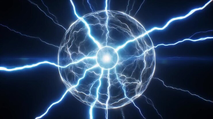Bola de Plasma Luminosa com Arcos Elétricos e Raios