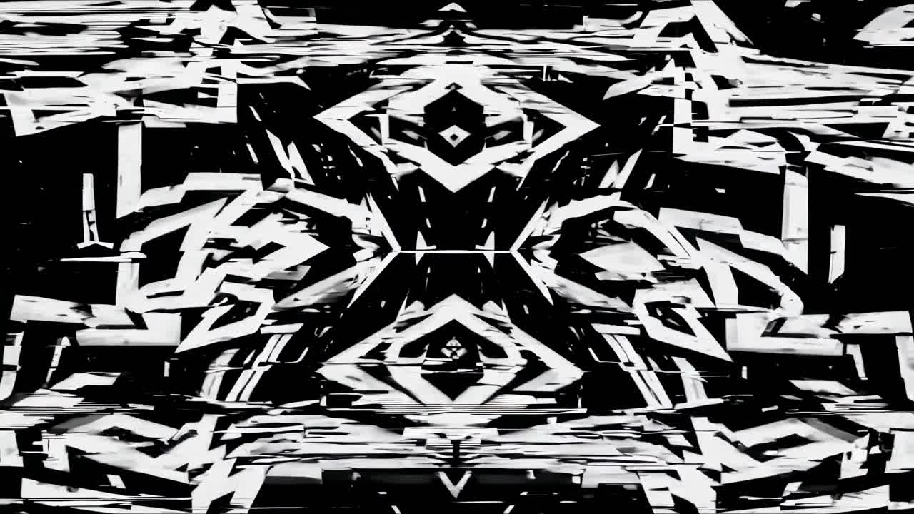 Abstract glitch art with a chaotic, fragmented style