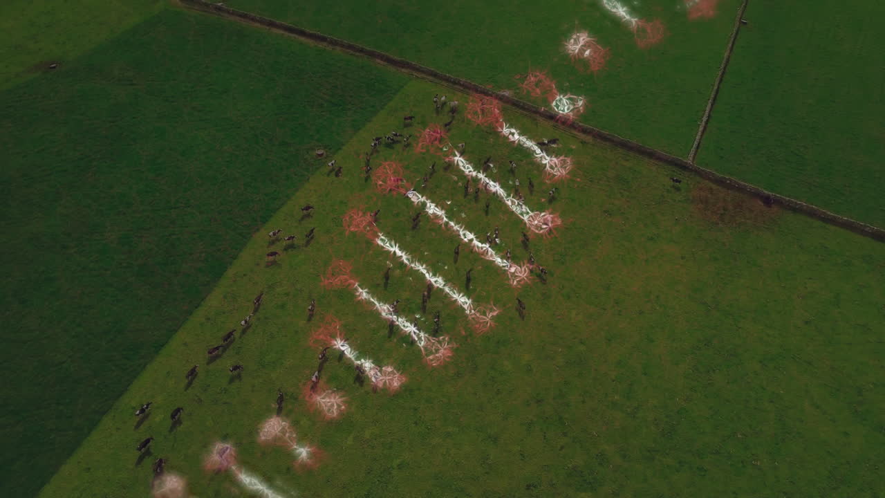 animación de la cadena de adn sobre el paisaje