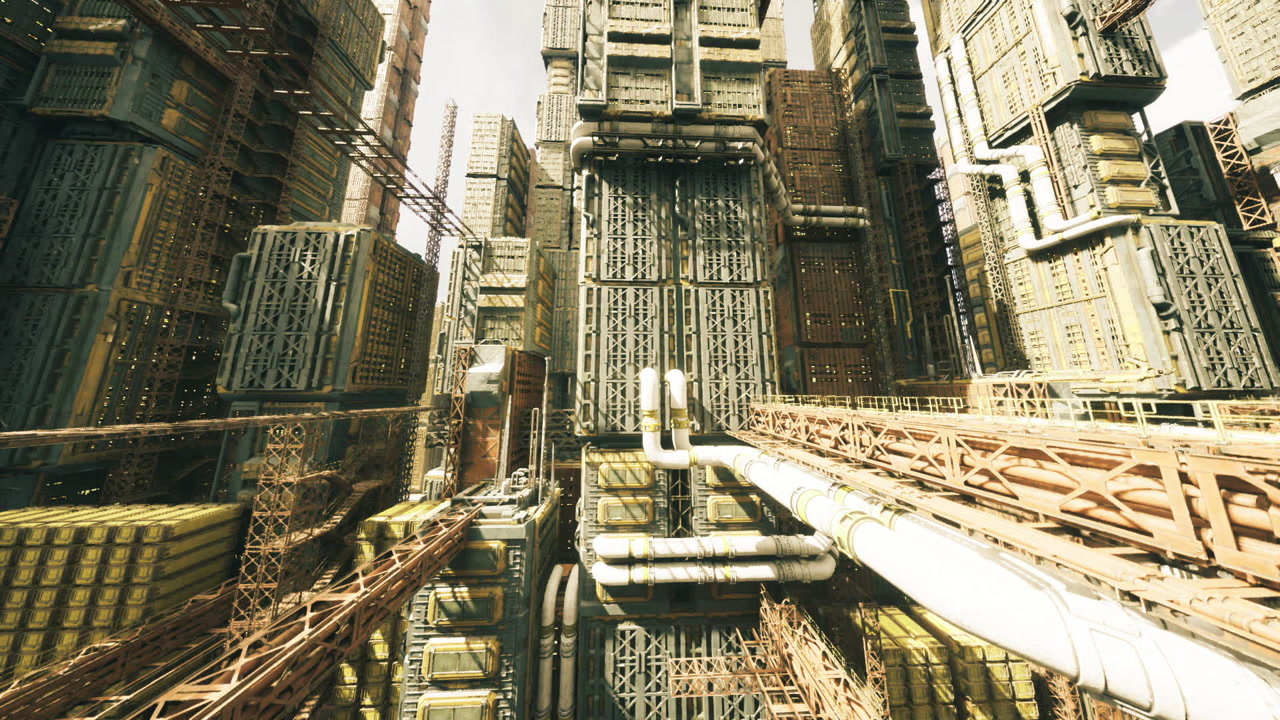 Intricate city layout emphasizing industrial patterns and vitality