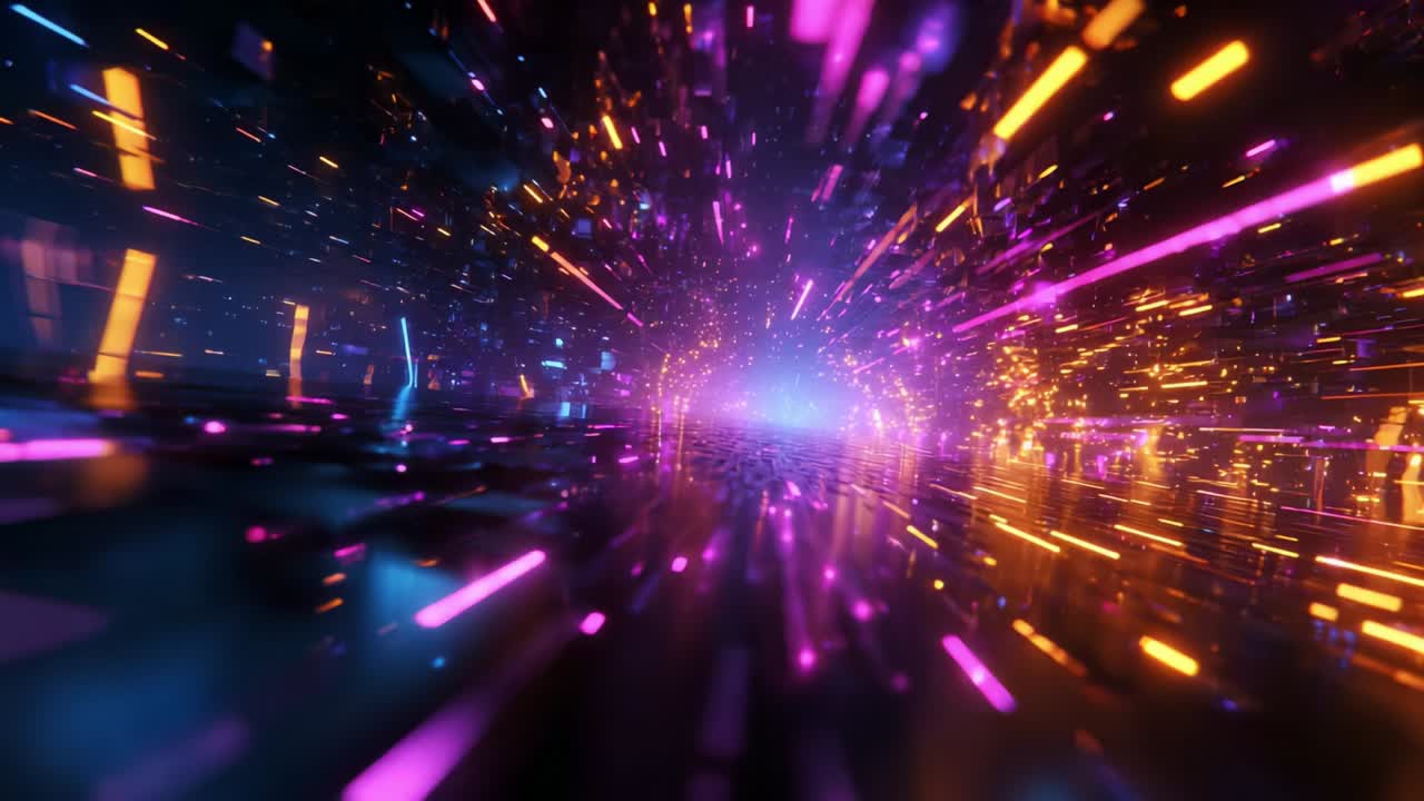 A Dynamic Journey Through a Vibrant Neon Landscape: An Electrifying Exploration of Colorful Light Trails and Futuristic Aesthetics That Transform the Virtual Environment Into an Immersive Experience