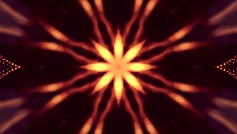animación de bucle 3d como fondo de ciencia ficción de partículas brillantes con profundidad de campo y bokeh para bucle vj. las partículas forman línea y cuadrícula de superficie. v16 oro rojo