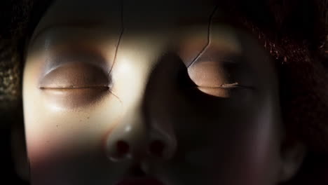 creepy broken doll face close-up