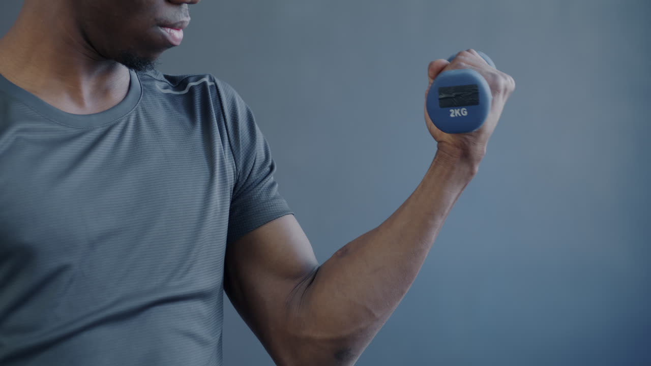 Man performing bicep curl exercise