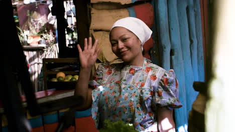 happy woman posing indoors