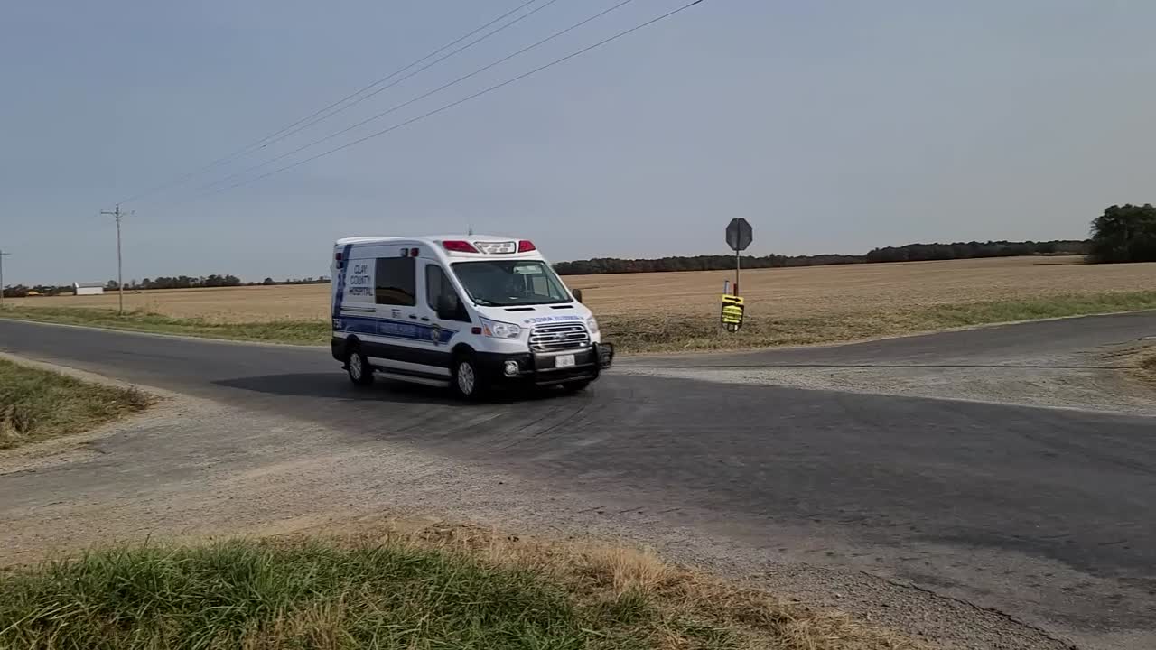 Emergency Clay county hospital ambulance racing to rescue Xenia Illinois