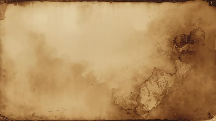 Playback starting parchment showing sepia stains on plain backdrop, with torn lower-right corner